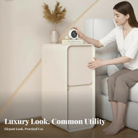 Narrow Nightstand with Drawer Sturdy Construction Bedside Table Rounded Corners