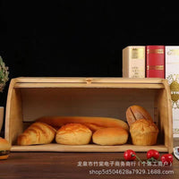 多功能厨房家用楠竹简易面包收纳箱竹制翻盖面包箱蛋糕收纳箱