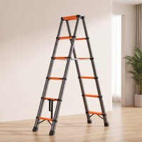Adjustable Step Ladder with Telescoping Structure Compact Telescoping Ladder Portable Stable for Contractors