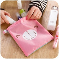 YQ 3186 Zexi Pink Mesh Bear Underwear Storage Hanging Bag Travel Organizer