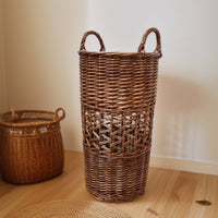 Tall Wicker Basket Built-in Handles Handwoven Basket Material