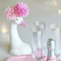 Nordic Ins Style White Ceramic Swan Vase with Pink Accent