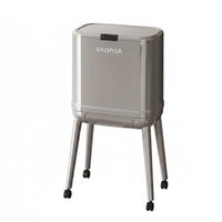 Rolling Garbage Bin with Lid Large Capacity Tall Kitchen Wastebasket Light Luxury Style High-Leg Trash Can for Restroom