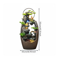 Rockery Waterfall Feature Tranquil Landscape Design Feng Shui Water Feature Misting Effect Bonsai Foliage Water Waterfall Feature