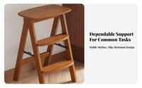 3-Step Folding Stool Foldable 3-Step Stepladder Wide Step S for Closet, Adults