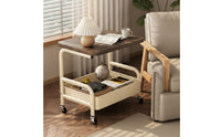 Storage Cart with Wood Top Foldable Cart with Table Top Compact for Living Room