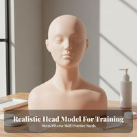 Versatile Eyelash Extension Practice Head Realistic Size Eyelash Extension Training Head Easy to Clean for Students, Beauty Salon, Classroom