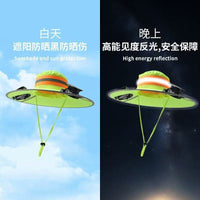 环卫工人太阳能风扇帽公路夏季防晒遮阳反光帽子户外遮阳帽渔夫帽
