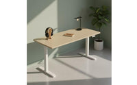 Single Motor Electric Standing Desk Wooden Top Height Adjustable Desk Metal Frame Height Adjustable Table T-Shaped Base