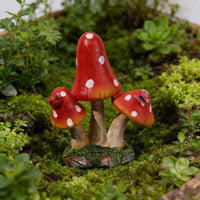 Resin Toadstool Sculpture Whimsical Design Red Toadstool Figurine Vibrant Colors