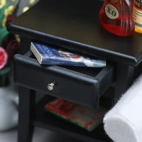 1:12娃娃屋dollhouse迷你家具微缩现代简约黑色床头柜客厅边柜