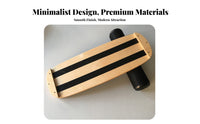 Adjustable Stoppers Wooden Balance Board Sturdy Wood Construction Roller Balance Board Portable Core Strength Coach Non-Slip Surface for Snowboarders, Athletes, Surfers, Home Gym, Physical Rehabilitation, Office