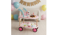 Wooden Ice Cream Cart Rolling Pretend Ice Cream Trolley Realistic Dessert Serving Fun Cart for Daycare