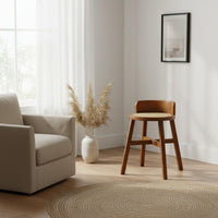 Solid Wood Frame Rattan Dressing Table with Mirror Modern Minimalist Design Wooden Makeup Vanity with Drawers Space Saving for Women