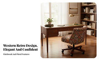 Wheeled Vanity Chair Height Adjustable Office Furniture Vintage Design Effortless Rolling Casters for Students, Bedroom