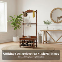 Coat Rack with Shoe Bench triple-function Design Hall Tree Space-Saving for Living Room