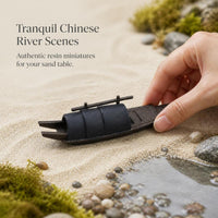 Miniature Chinese-Style Boat and Raft Ornaments for Micro Landscape Decor