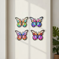 4 Pieces Metal Butterfly Wall Art Multicolor for Patio, Fence, Gardeners