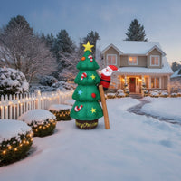 Inflate Inflatable Christmas Tree with Santa Giant Inflatable Christmas Tree Built-in Fan Outdoor Decoration Quick Inflation for Homeowners, Families, Yard, Lawn, Garden, Porch