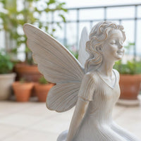 Fairy Garden Statue Cement Color Finish Resin Angel Sculpture for Balcony