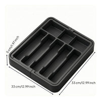 Expandable Drawer Organizer Black Cutlery Tray Space Saving