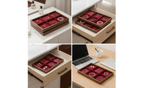 Jewelry Tray with Velvet Lining Minimalist Wood Grain Jewelry Organizer Wooden for Vanity, Dresser