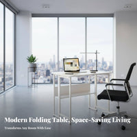 Foldable Desk with Shelves Space-Saving Design for Bedroom