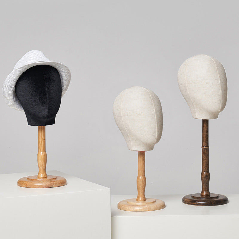 Wooden Head Mannequin for Hat Display, Female Head Model for Jewelry and Wig