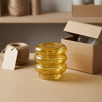 Stacked Glass Candle Holder Compact Home Decor Open Ended