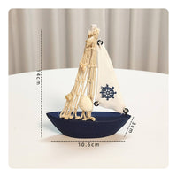 Wooden Sailboat Model Standing Coastal Design Boat Decor Pre-Assembled Miniature Sailboat Figurine for Bookshelf