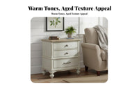 French Country design Bedside Table with Drawers Vintage Design Distressed Single-Drawer End Table space-saving Size Nightstand Sturdy Construction for Apartment Dwellers, Homeowners, Students, Guest Room, Entryway, Hallway, Office
