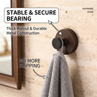 Wooden Suction Cup Hook, Suction Hook Wood, Walnut Wood Grain Knob Hook, Heavy Duty Suction Cup Hook for Kitchen, Renter Organizer