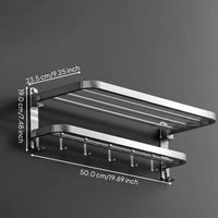 Stainless Steel No-Drill Wall Towel Rack, Removable Bar Set
