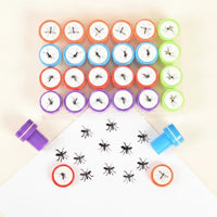 24 Pieces Fun Plastic Stamp with Bug Motif Novelty Bug Stamp Mini Compact for Children, Crafters, Teachers, Craft Projects, Classroom, Pranks