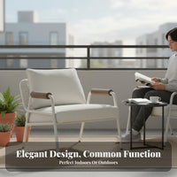 Upholstered Armchair with Woven Rear Waterproof Patio Seating Anti-Corrosive Dense Foam Padding for Residents, Courtyard