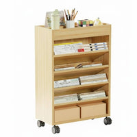 Movable Book Rack 360° Rotating Wheels Rolling Rolling Storage Versatile Use