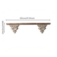 Carved Wall Shelf Wooden Vintage Wall Shelf Rectangular