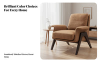 Upholstered Wood Frame Armchair Nordic Design Upholstered Wooden-Frame Armchair Minimalist firm-density Foam padding for Adults