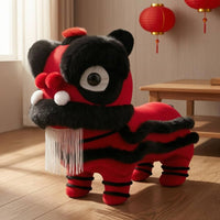 Lion Dance Stool Padded Cushioned Textile Lion Stool Rounded Head Kids Furniture for Children