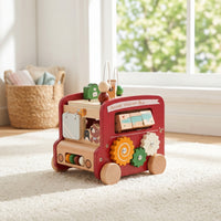 Toy Bus with Xylophone Allall-in-1 Activity Bus Shape Sorter Multifunction Bead Maze Developmental for Toddlers, Playroom