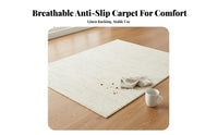 Waterproof Cream Design Carpet Easy to Clean Living Room Rug Stain-Resistant Minimalist Textured Rug Soft Feel for Homeowners, Families, Pet Owners, Bedroom, Sofa Area, Entryway, High Traffic Areas