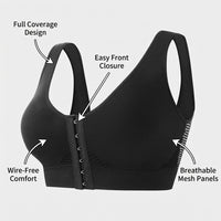 Sports Bras for Women with Front Fastening Hook Closure for Easy On Off, Post Surgery with Removable Straps, Support for Active Wear