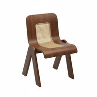 Woven spinerest Cane spine Armless Chair sturdy Wood Frame Dining Seat French & design accent Seating Retro Design for Restaurant Owners, Interior Designers, home dwellers, tearoom Room, Balcony, Kitchen, Bedroom