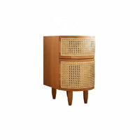 Round Woven End Table High-Leg design Nightstand Space-Saving for Office, Adults