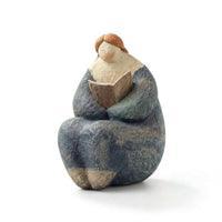 Reading Woman Statue Art Sculpture with Book Resin for Readers