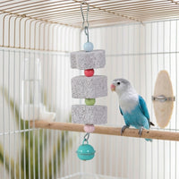 Parrot Gnawing Toy with Cuttlebone for Birds, Hanging Block String with Beads, Bird Accessory for Beak Trimming