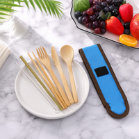 Reusable Travel Flatware Fiber Utensils with Case, Portable Eating Utensils for Travel, Spoon & Straw Included