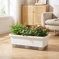 Self Watering Planter Box for Vegetables, Wicking Bed Planter Box Outdoor, Rectangular Self Watering Pot for Herbs