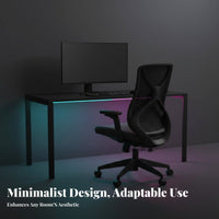 360-Degree Swivel Ergonomic Mesh Back Chair Adjustable Support Ergonomic Rolling Chair Thick Padded Cushion Office Furniture Rocking Function for Students, Telecommuting Workers, Gamers, Study Room, Workstation, Bedroom