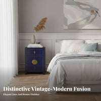 Distressed cream 2-Drawer End Table Modern Chinese Design Nightstand Handmade Fully Assembled for Adults, Office